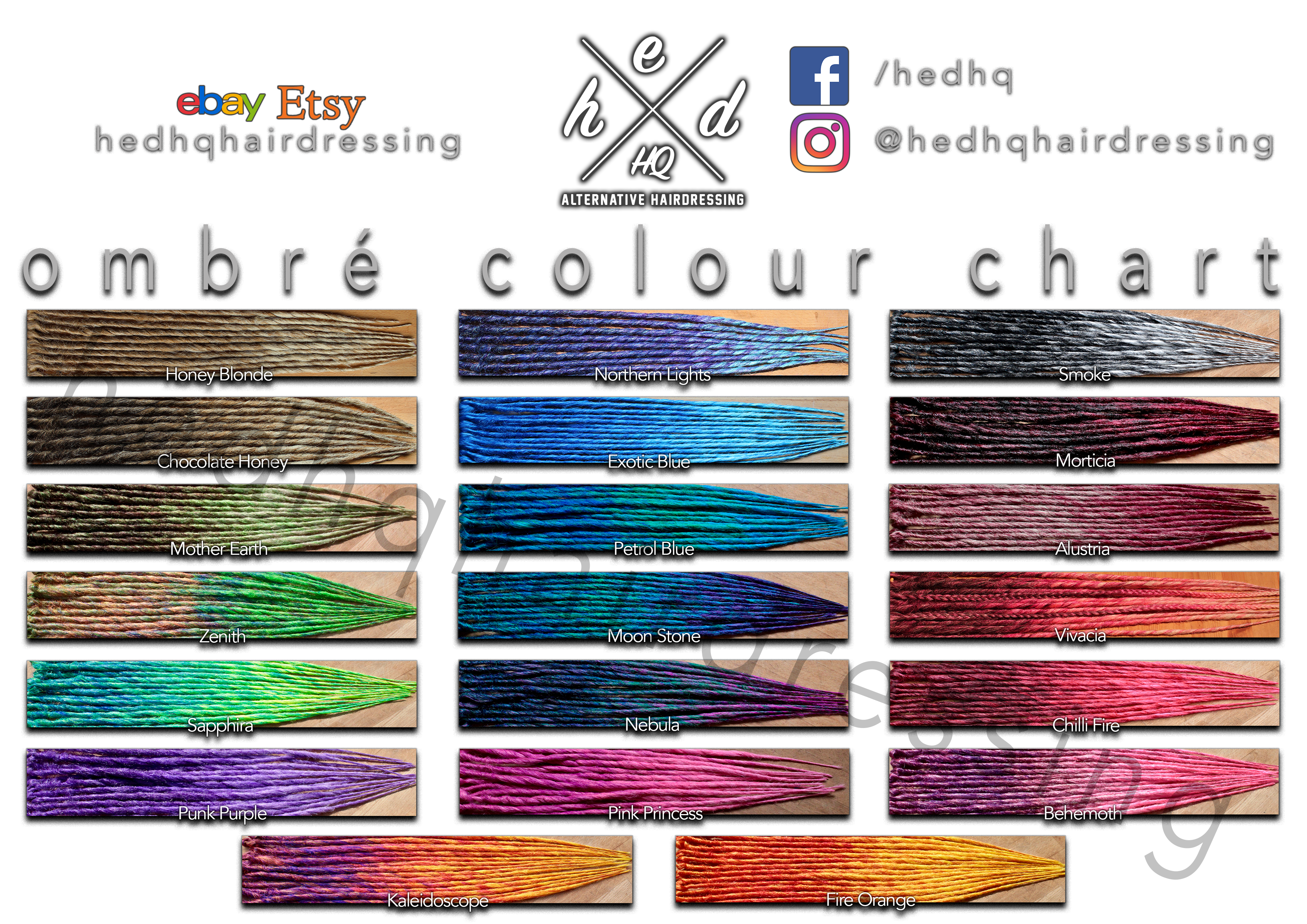 Ombre Colour Chart